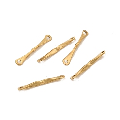 Настоящее золото 18K 304 подвески-соединители из нержавеющей стали с плоскими стержнями, ионное покрытие (ip), реальный 18 k позолоченный, 13.5x1.5x1.2 мм, отверстие : 0.9 мм