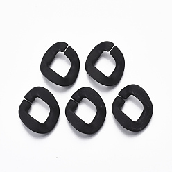 Black Spray Painted CCB Plastic Linking Rings, Quick Link Connectors, For Jewelry Curb Chains Making, Twist, Black, 28.5x24x6mm, Inner Diameter: 13x16mm