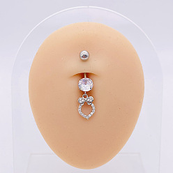 Carrot 304 Кольца для пупка из нержавеющей стали с микропаве из кубического циркония, цвет нержавеющей стали, морковь, 10 мм, штифты : 1.6 мм, Руководитель: 5 mm