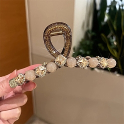 Квадрат Заколки для волос в виде когтей из смолы и стразов, серые, квадратный, 51x113x44.5 мм