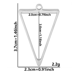 Треугольник Подвески из нержавеющей стали с открытой задней частью и не тускнеющим покрытием, для diy уф смолы, эпоксидная смола, Прессованные цветочные украшения, цвет нержавеющей стали, треугольные, 37x23x3 мм, отверстие : 2.2 мм