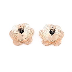 Light Gold Шапочки и конусы для бусин, латунные, цветок, золотой свет, 23~24x24x5 мм, отверстие : 0.9~1 мм