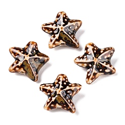 Седло Коричневый Фарфоровые бусины ручной работы, фантазии античного стекла фарфора, керамические бусины в виде морских звезд, седло коричневый, 19~20x21~23x9~10.5 мм, отверстие : 2~2.5 мм