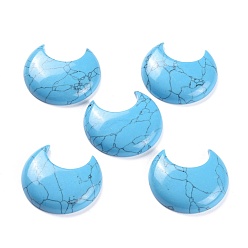 Синтетическая Бирюза Синтетических бирюзовый кабошон, луна, окрашенные, 35x31x7.5 мм