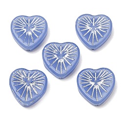 Cornflower Blue Handmade Lampwork Beads, Heart, Cornflower Blue, 18.5x18.5x5.5mm, Hole: 1.4~1.5mm, about 34pcs/bag