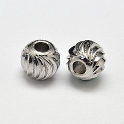 Платина Стойка покрытие латунные гофрированные круглые распорные бусины, платина, 6 мм, отверстие : 2 мм