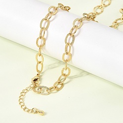 Настоящее золото 18K 7мм латунные текстурированные овальные звенья цепочки, стойки покрытие, долговечный, без кадмия и без свинца, реальный 18 k позолоченный, 17.99 дюйм (45.7 см)
