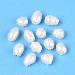 Кремово-белый Естественный культурный жемчуг пресноводных, рис, кремово-белые, 6~12x4.5~6 мм, отверстие : 1.4~1.5 мм