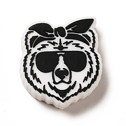 Черный Пищевые экологически чистые силиконовые фокусные шарики, тигр, чёрные, 27.5x25x9 мм, отверстие : 2.5 мм