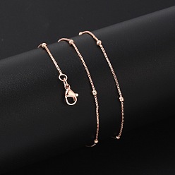 Розовое Золото Латунные спутниковые цепочки ожерелья для женщин, 304 из нержавеющей стали застежкой омар, стойки покрытие, без свинца и без кадмия, долговечный, розовое золото , 17.52 дюйм (44.5 см)