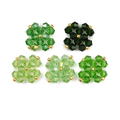 (52) Непрозрачная лаванда 5 шт. прозрачные стеклянные бусины зеленого цвета, плетеные кабошоны, клевер, разноцветные, 16x16x4.5 мм