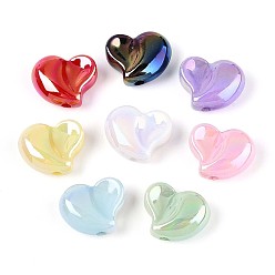 (52) Непрозрачная лаванда Непрозрачные акриловые бусины с УФ-покрытием, радужный, сердце, разноцветные, 16.5x20x9 мм, отверстие : 2.6 мм