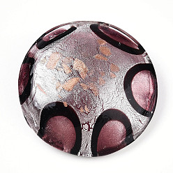 Орхидея Подвески лэмпворк ручной работы из золотой и серебряной фольги, щит, сиреневые, 54~55x20 мм, отверстие : 7x10 мм