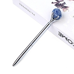 (306FM) Жонкиль матовый с лаймовой подкладкой Шариковая ручка из яшмы с натуральными голубыми пятнами, шариковая ручка из нержавеющей стали, офисные школьные принадлежности, 150 мм