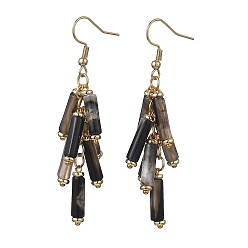 Натуральный Агат 304 серьги-подвески из нержавеющей стали, с естественным агата, золотые, 66.5 мм