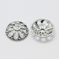 Antique Silver Thailand Sterling Silver Bead Caps, Apetalous, with 925 Stamp, Antique Silver, 17x4mm, Hole: 2.5mm