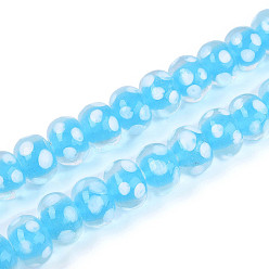 Темно-Голубой Бусины лэмпворк , рондель с горошком, глубокое синее небо, 12~13.5x8.5~10 мм, отверстие : 1.5~1.6 мм