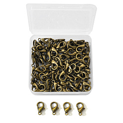 Античная Бронза Карабин-лобстер из цинкового сплава, без кадмия, без никеля и без свинца, античная бронза, 12x6 мм, отверстие : 1.2 мм, 100 шт / коробка