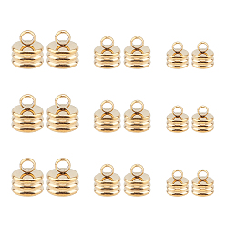 Golden PVD Vacuum Plating 304 Stainless Steel Cord Ends, End Caps, Column, Golden, 7.5~10x6~10mm, Hole: 1.5~3mm, 4~8mm inner diameter, 18pcs/box