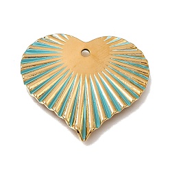 Oro 304 colgantes de acero inoxidable, con esmalte azul cielo, encantos del corazón, dorado, 31x35x2.5 mm, agujero: 2.3 mm
