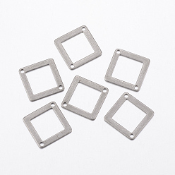 Нержавеющая Сталь Цвет Устойчивы к потускнению 304 соединители из нержавеющей стали, ромб, цвет нержавеющей стали, 18x18x0.8 мм, отверстие : 1.2 мм