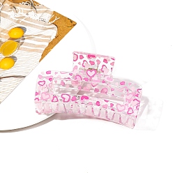 Сердце Пластиковые заколки для волос с прямоугольным принтом и когтями, аксессуары для волос для женщин и девочек, сердце, 45x85x40 мм