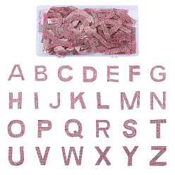 Розовый Блестящие термоклеящиеся стразы нашивки, приклеиваемые утюгом, термоклей на спине, аксессуары для костюма, 26 алфавит, светло-розовый, 46x40x1.5 мм, 2sets / коробка