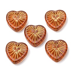 Chocolate Handmade Lampwork Beads, Heart, Chocolate, 18.5x18.5x5.5mm, Hole: 1.4~1.5mm, about 34pcs/bag