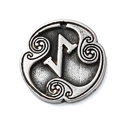 Античное Серебро Подвески из сплава с руническими буквами, круглые, античное серебро, 25x3 мм, отверстие : 1.6 мм