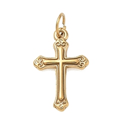 Doré  Pendentifs en acier inoxydable, charmes croisées, or, 304mm, Trou: 21x13x2mm