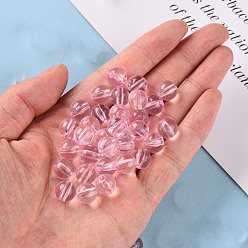 Pink Transparent Acrylic Beads, Round, Pink, 10x9mm, Hole: 2mm, about 940pcs/500g