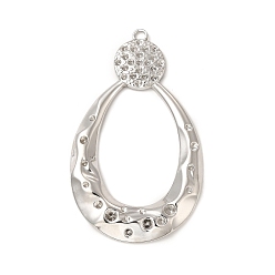 Stainless Steel Color Non-Tarnish 304 Stainless Steel Big Pendant Rhinestone Settings, Teardrop, Stainless Steel Color, Fit For 1.4~2.5mm Rhinestone, 54x32.5x3.5mm, Hole: 2.5mm
