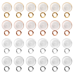 Mixed Color 24Pcs 4 Colors Silicone Ear Nuts/Earring Backs, with Hole Finding and 316 Stainless Steel Loop, Mixed Color, 8x5x4mm, Hole: 1mm, 6pcs/color