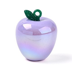 Лиловый Плакировка непрозрачных акриловых подвесок, яблочные прелести, переливающийся цвет, сирень, 37x30.5x30.5 мм, отверстие : 2.8 мм