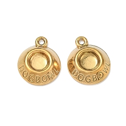 Real 18K Gold Plated 304 Stainless Steel Pendant Cabochon Settings, Dog Bowl Charms, Ion Plating(IP), Real 18K Gold Plated, 15.5x13x3.5mm, Hole: 1.5mm