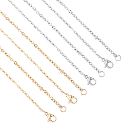 Mixed Color PVD Vacuum Plating 304 Stainless Steel Necklace, Cable Chains, with Lobster Clasps, Mixed Color, 17.72 inch(450mm), 2mm, 2 colors, 10pcs/color, 20pcs/box