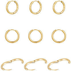 Настоящее золото 18K 10 парное ионное покрытие (IP) 304 серьги-кольца из нержавеющей стали, гипоаллергенные серьги, с 316 хирургическими штифтами из нержавеющей стали, реальный 18 k позолоченный, 10 датчик, 19x2.5 мм, штифты : 1 мм, внутренний диаметр: 14 мм