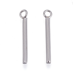 Stainless Steel Color Tarnish Resistant 201 Stainless Steel Pendants, Column/Bar, Stainless Steel Color, 17.5x1.5mm, Hole: 1.8mm
