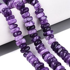 Purple Dyed Natural Quartz Beads Strands, Nuggets, Heishi Beads, Purple, 6~13x6~13x3~6mm, Hole: 1~1.2mm, about 80~86pcs/strand, 14.37~15.75 inch(36.5~40cm)
