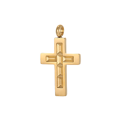 Настоящее золото 14K Подвески-крестики 304 из нержавеющей стали, ионное покрытие (ip), реальный 14 k позолоченный, 22x16 мм