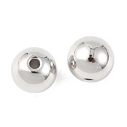 Real Platinum Plated SHEGRACE Brass Beads, Round, Cadmium Free & Nickel Free & Lead Free, Real Platinum Plated, 7mm, Hole: 1.2mm