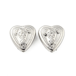 Платина CCB пластиковые шарики, сердце, платина, 13x12x5.5 мм, отверстие : 1.6 мм