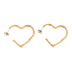 Настоящее золото 18K Ионное покрытие (ip) 304 серьги-гвоздики из нержавеющей стали, сердце, реальный 18 k позолоченный, 33x3 мм