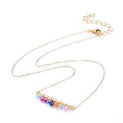 Натуральный Агат Чакра ювелирные изделия, ожерелья с гранеными подвесками из натурального агата, с 304 из нержавеющей стали Lobster Claw застежками, латунные трубчатые бусины и кабельные цепи, 16.73 дюйм (42.5 см)