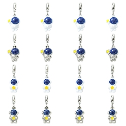 (52) Непрозрачная лаванда 16шт. 4 стили подвесок-шармов из сплава европейского типа с напылением, подвески с изображением космонавта и звезды с большим отверстием, платина, разноцветные, 25.5~26 мм, отверстие : 4.5 мм, 4 шт / стиль
