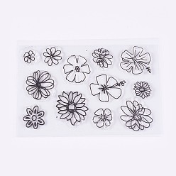 Clear Silicone Stamps, for DIY Scrapbooking, Photo Album Decorative, Cards Making, Flower, Clear, 14~41x17~39mm