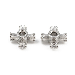 Платина Латунные микро проложить кубического циркония бусы, крестик, платина, 9x9x4 мм, отверстие : 2 мм