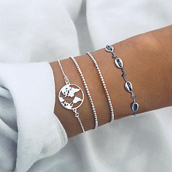 Платина 4шт 4 стили набор браслетов из сплава железа для женщин, платина