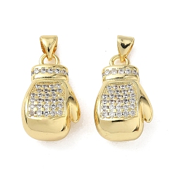 Настоящее золото 18K Подвески из латуни с микропаве и прозрачными кубическими циркониями в спортивной тематике, без кадмия и без свинца, долговечный, стойки покрытие, подвески в виде боксерских перчаток, реальный 18 k позолоченный, 23x13.5x10 мм, отверстие : 5x3 мм