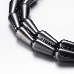 Original Color Magnetic Synthetic Hematite Bead Strands, Grade A, teardrop, Original Color, 12x6mm, Hole: 1mm, about 33pcs/strand, 15.7 inch(40cm)